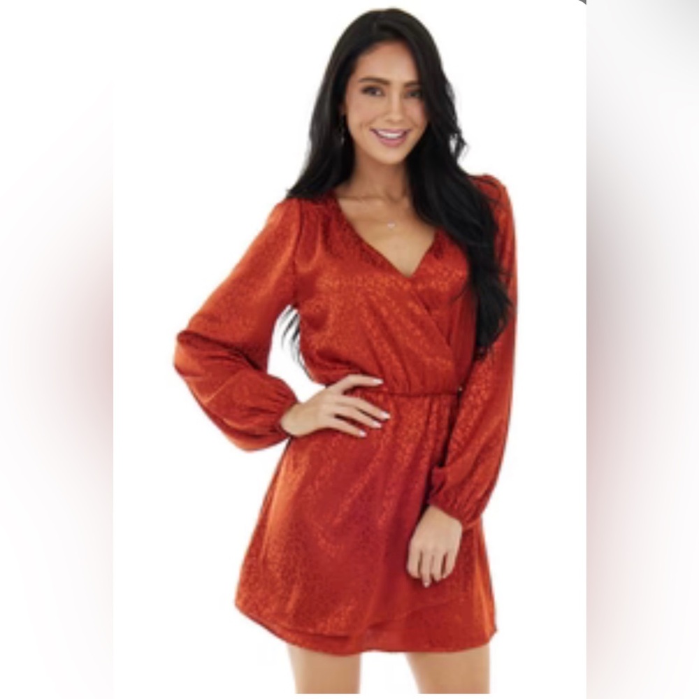 Leopard Print V-Neck Dress in Orange